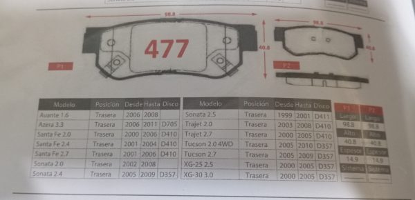 HYUNDAI SANTA FE 2.0-2.4-2.7      SONATA 2.0 - 2.4          (477) - Imagen 2